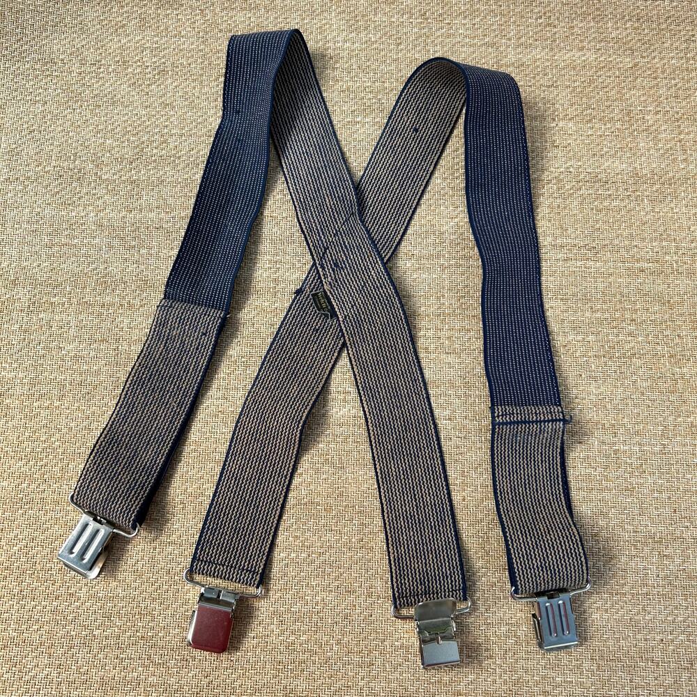 Welch Suspenders Braces Striped Adjustable Elastic Clip On USA Made
